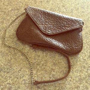 Brown faux leather crossbody